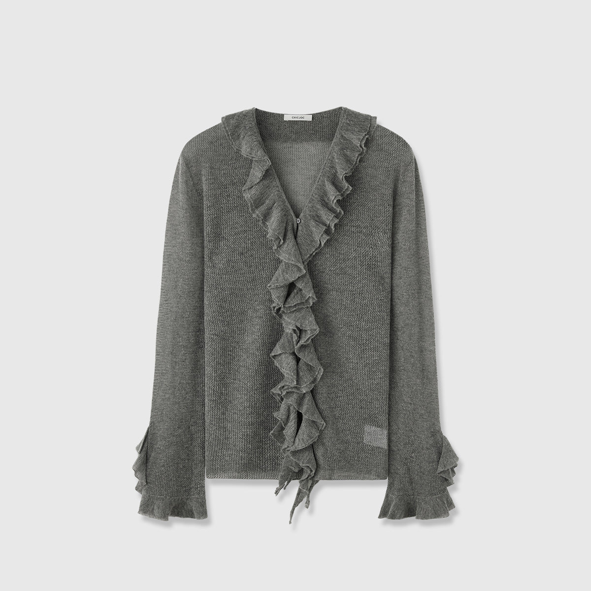 Damen Strickpullover Rüschenverzierung Eveloria