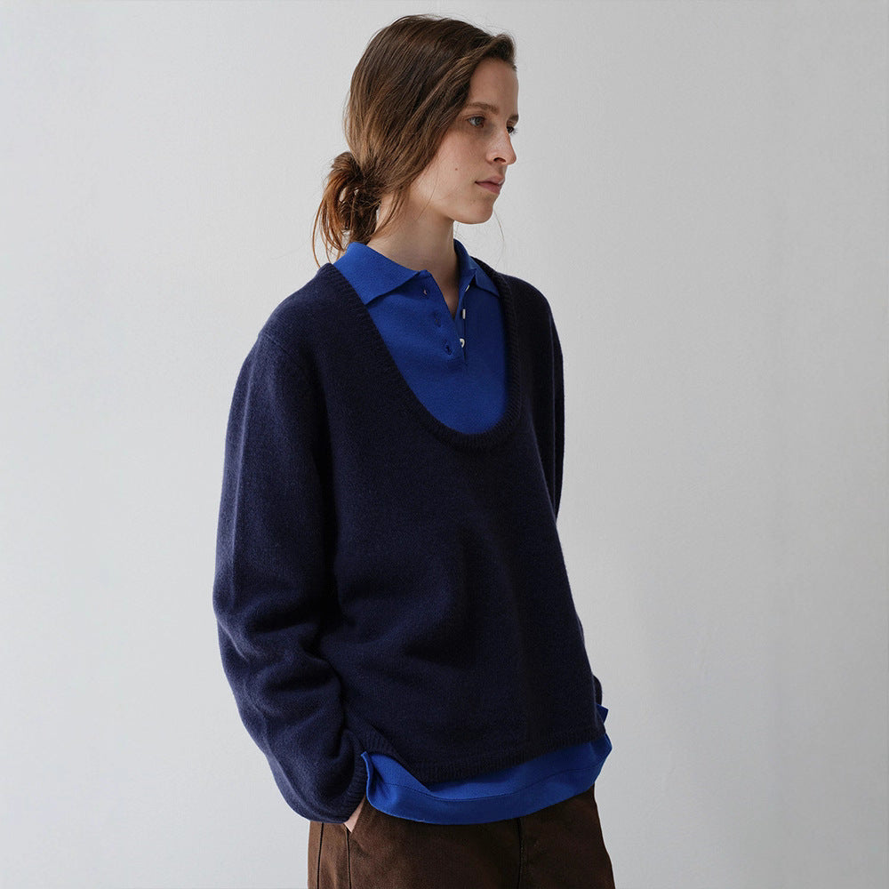 Damen Strickpullover Rundhalsausschnitt Eveloria