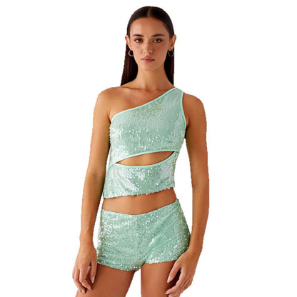 Damen Glitzerndes und Shorts Set Eveloria