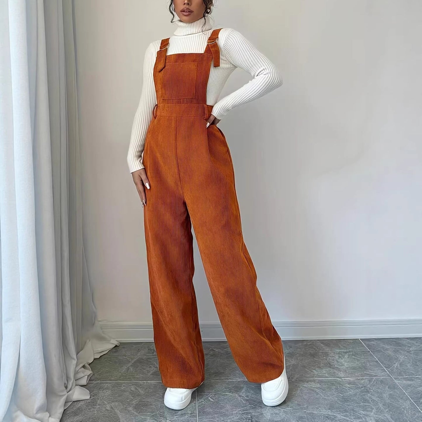 Damen Cord-Overall Lässig Geschnitten Eveloria