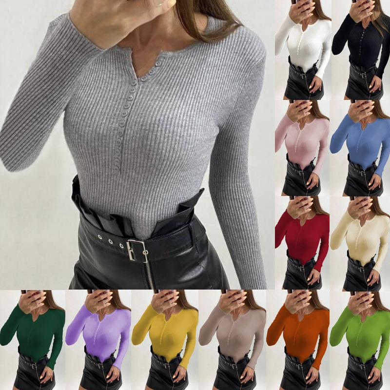 Damen Langärmliges Oberteil V-Ausschnitt Strukturierter Look - Eveloria
