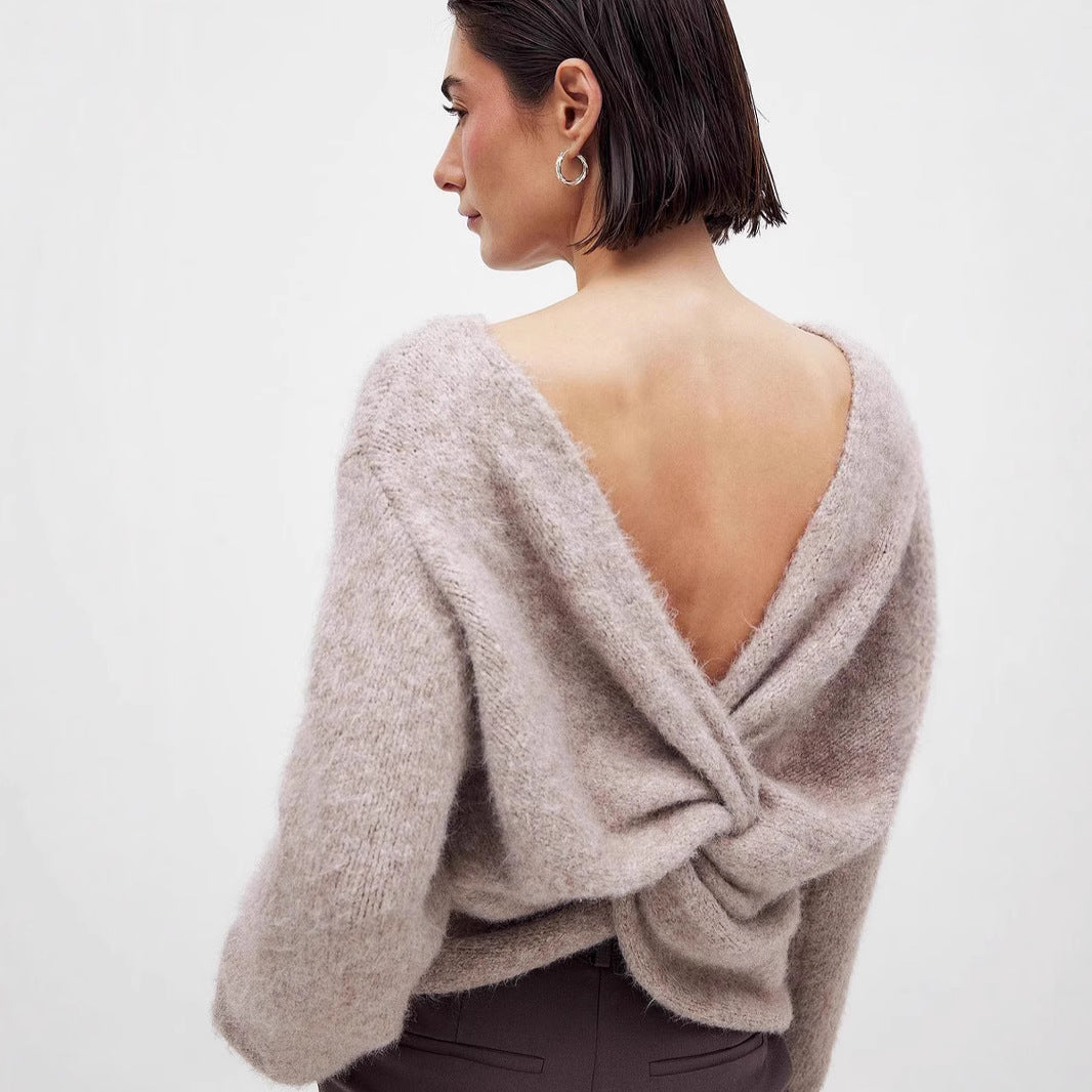 Damen Pullover mit Rückenschnürung Eveloria - Eveloria