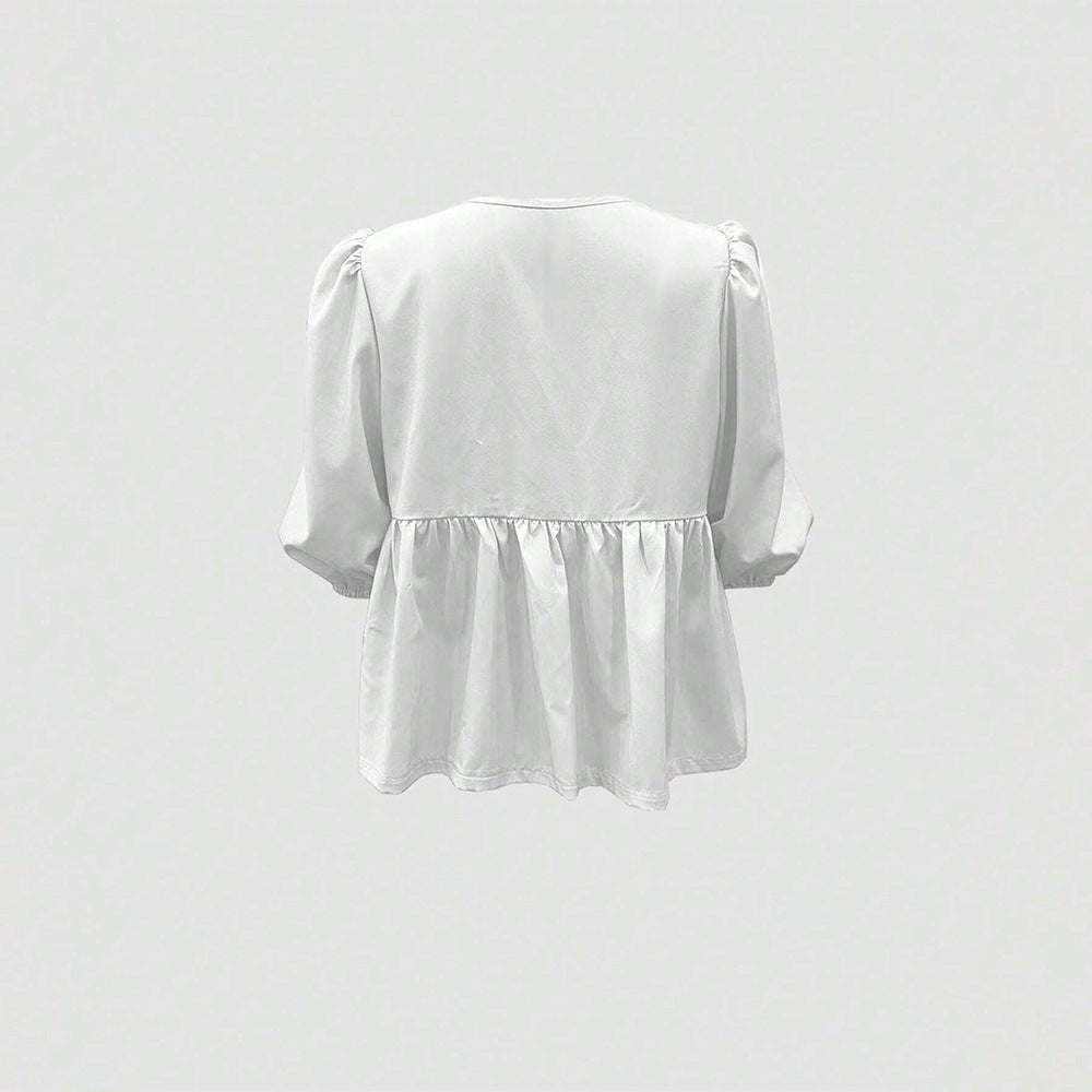 Damen Bluse RüschenDetails Lässiger Schnitt Eveloria