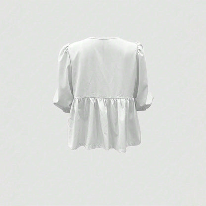 Damen Bluse RüschenDetails Lässiger Schnitt Eveloria