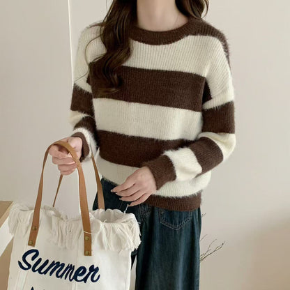 Damen Kuschelpullover Gestreift Eveloria - Eveloria