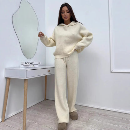 Damen Strick-Loungewear-Set Oversized Pullover Weite Hose