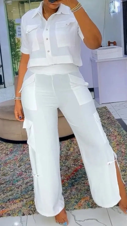 Damen Crop- und Cargo-Hosen Set Eveloria