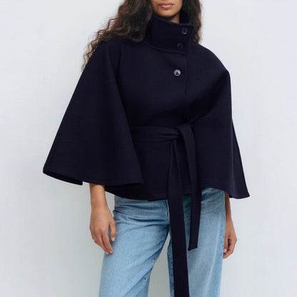 Damen Kapuzenjacke Breite Ärmel Taillengürtel Eveloria