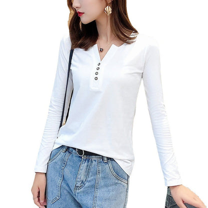 Damen Langarmshirt Knopfleiste Femme-Style