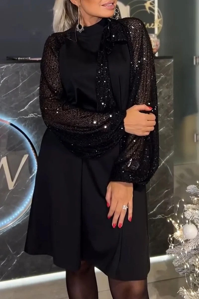 Damen Cocktailkleid Paillettenbesatz Festlich Eveloria