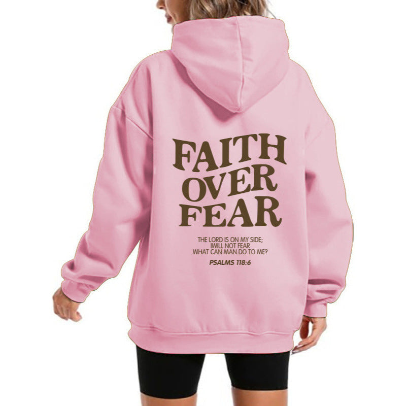 Damen Kapuzensweater Bequem Motivierender Schriftzug Grau - Eveloria