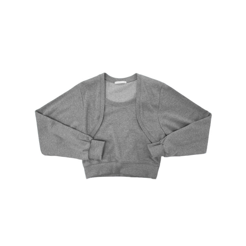 Damen Cropped Sweatjacke Weich Ärmel Eveloria