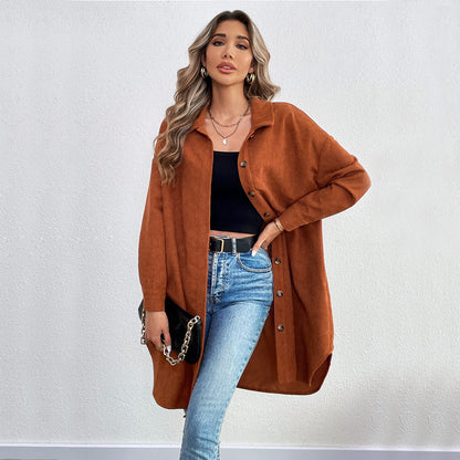 Damen Cordjacke Langarm Weich Eveloria
