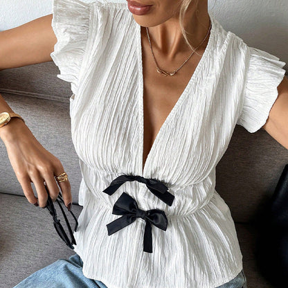 Damen Bluse mit Schleifen Dekorativ