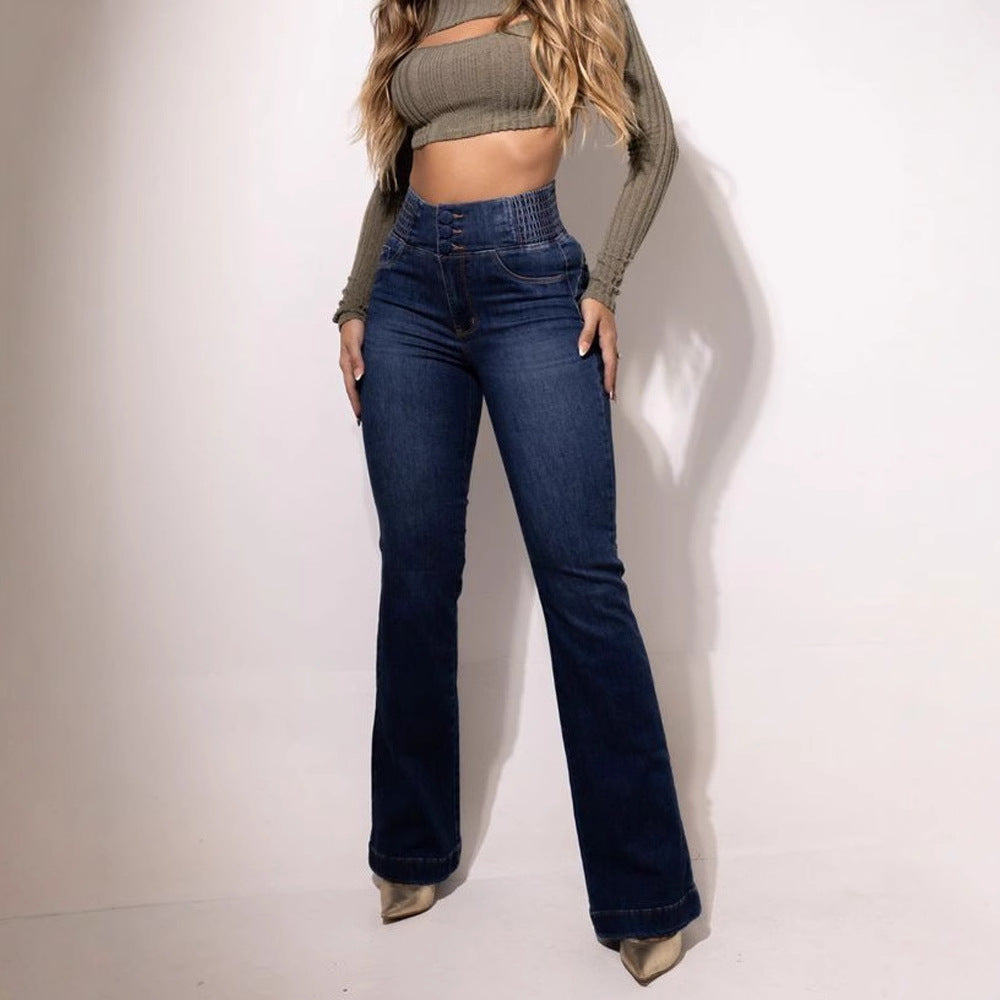 Damen Hochtaillierte Flared Jeans Eveloria
