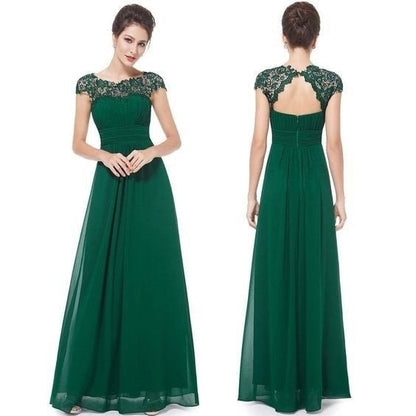 Damen Abendkleid Feine Spitze Fließender Rock Eveloria