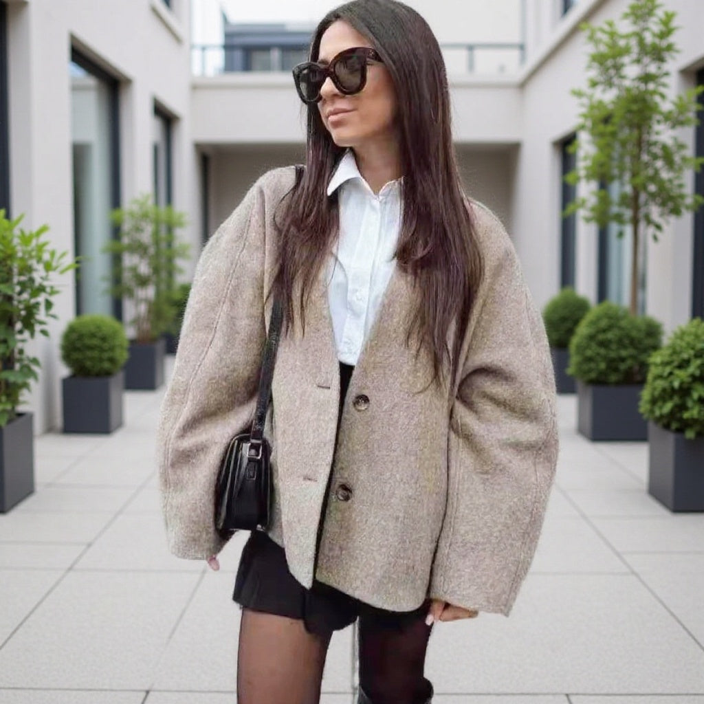 Damen Blazerjacke Übergröße Minimalistisches Design Eveloria - Eveloria