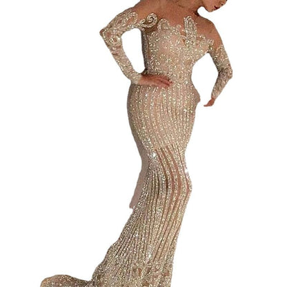 Damen Abendkleid Eveloria Glitzer Pailletten Schmal