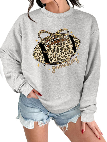 Damen Sweatshirt Sportmotiv Lässig Grau Eveloria