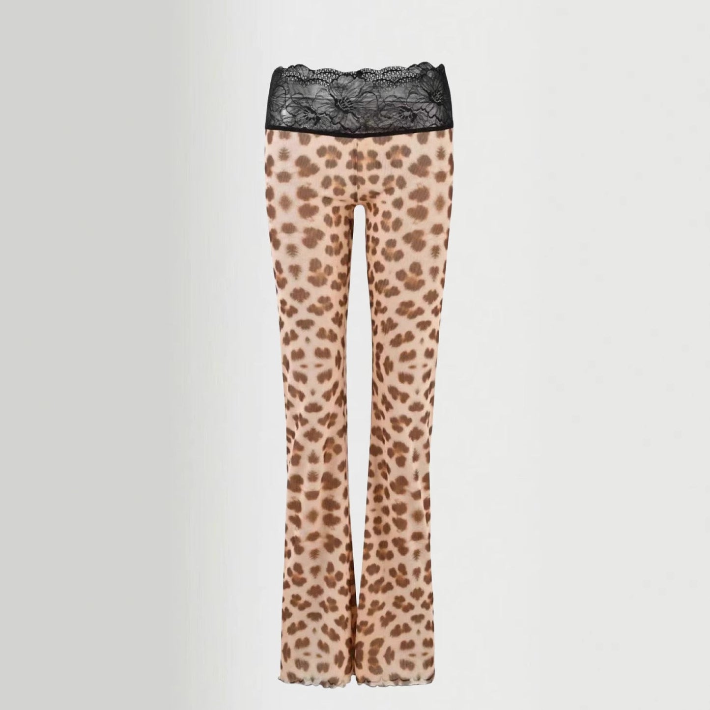 Damen Leggings Spitzenbund Tiermuster