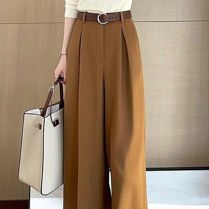Damen High-Waist-Hose Plissee-Details Weite Passform Eveloria