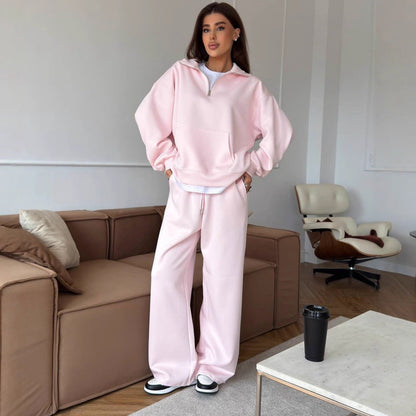 Damen Sportanzug Relaxed Fit Hoher Kragen Praktische Taschen
