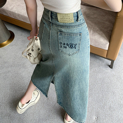 Damen Maxi-Rock Denim mit Schlitz Eveloria