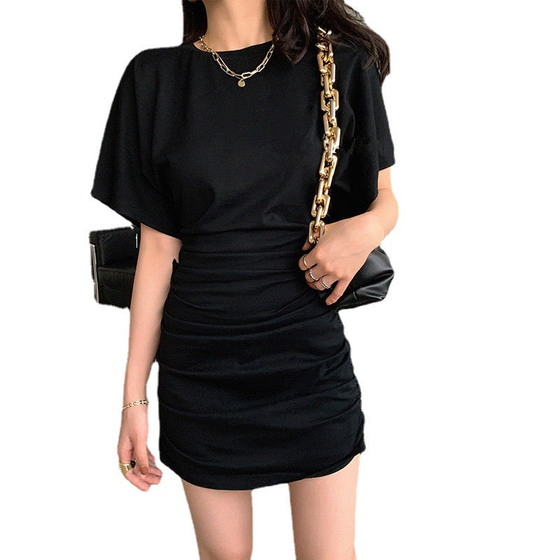 Damen Minikleid Raffung V-Ausschnitt Elegantes Design