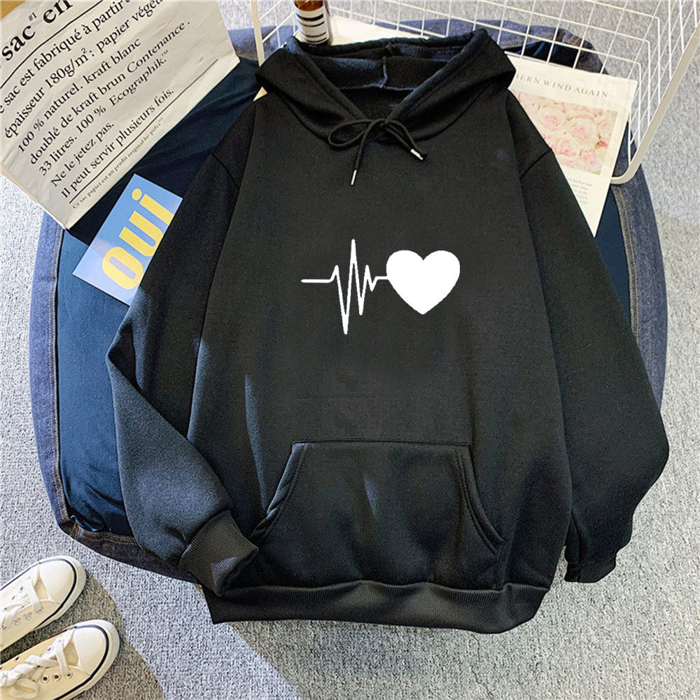 Damen Kapuzenpullover Herzschlagmotiv Eveloria