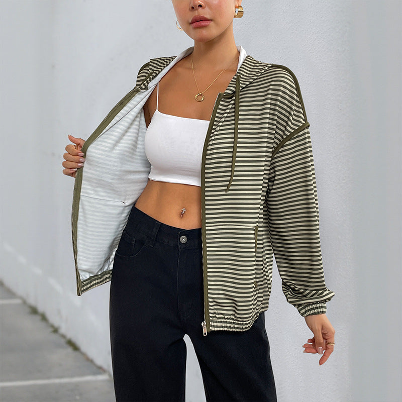 Damen Kapuzenjacke Gestreift Eveloria