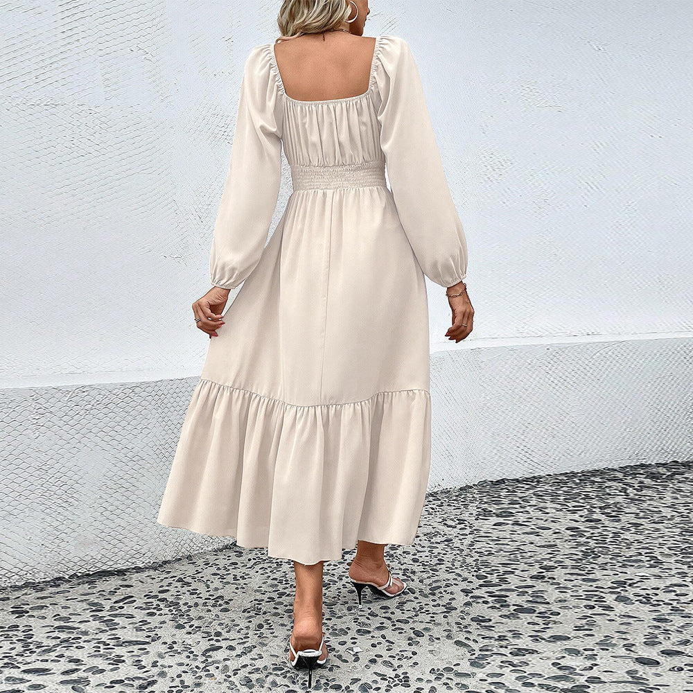 Damen Midi-Kleid mit Taillierung und Rüschen Eveloria