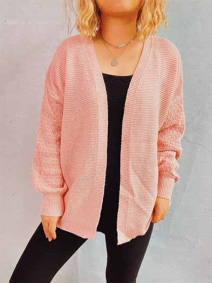 Damen Strickjacke Häkelmuster Offen Vorne Eveloria