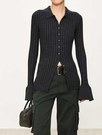 Damen Rippstrickhemden Slim Fit Eveloria