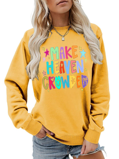 Damen Sweatshirt Bunt Motiv Verspielter Schriftzug
