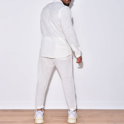 Herren Leinenanzug Luftig Beige