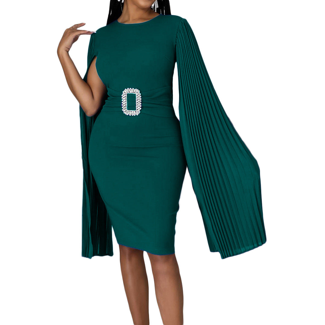 Eveloria Damen Abendkleid Figurbetont Rüschen Glitzer Gürtel
