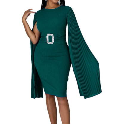Eveloria Damen Abendkleid Figurbetont Rüschen Glitzer Gürtel