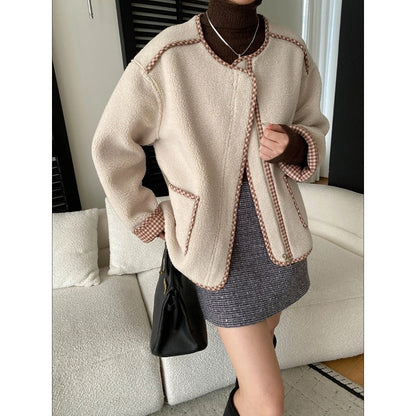 Damen Teddyjacke Lässig mit Taschen Braun - Eveloria