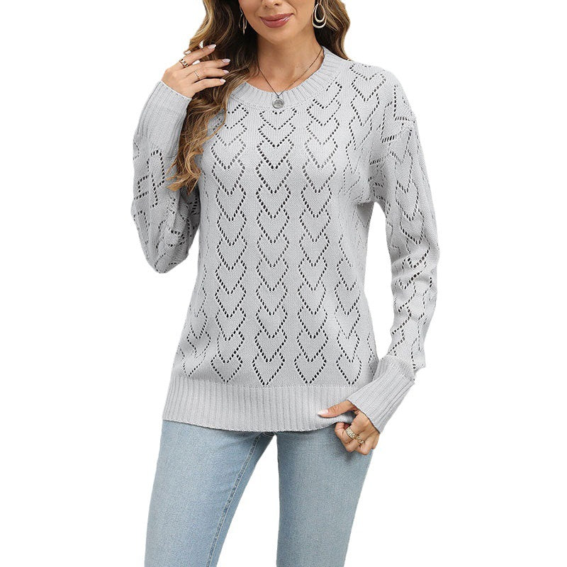 Damen Strickpullover Herzmuster Eveloria