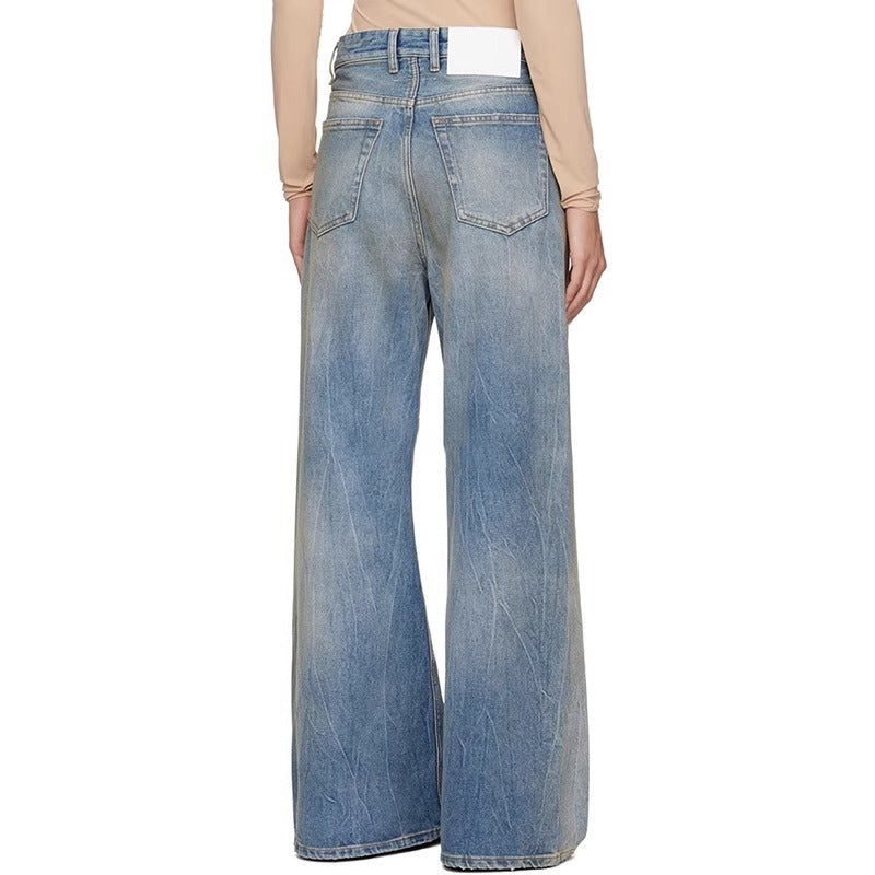 Damen Highwaist Jeans Weite Schnitt Eveloria