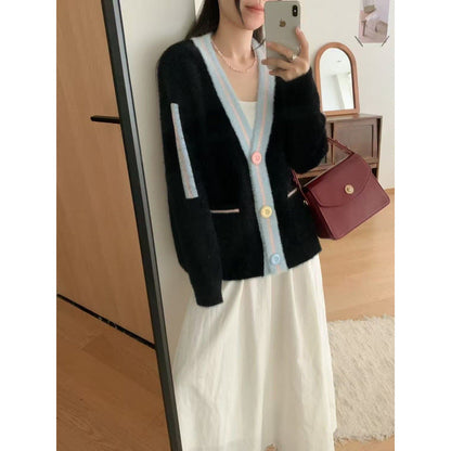 Damen Cardigan Kuschelig Bunt mit Taschen
