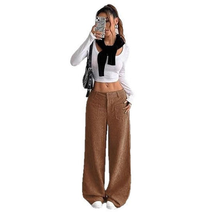 Damen Cordhose Weit Bequem Eveloria