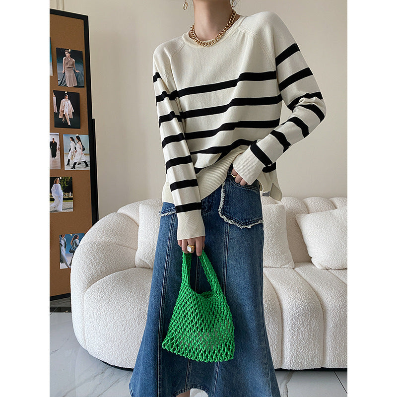 Damen Pullover Gestreift Lässig Elegant