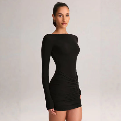 Damen Minikleid Schulterfrei Elegantes Drapieren Eveloria