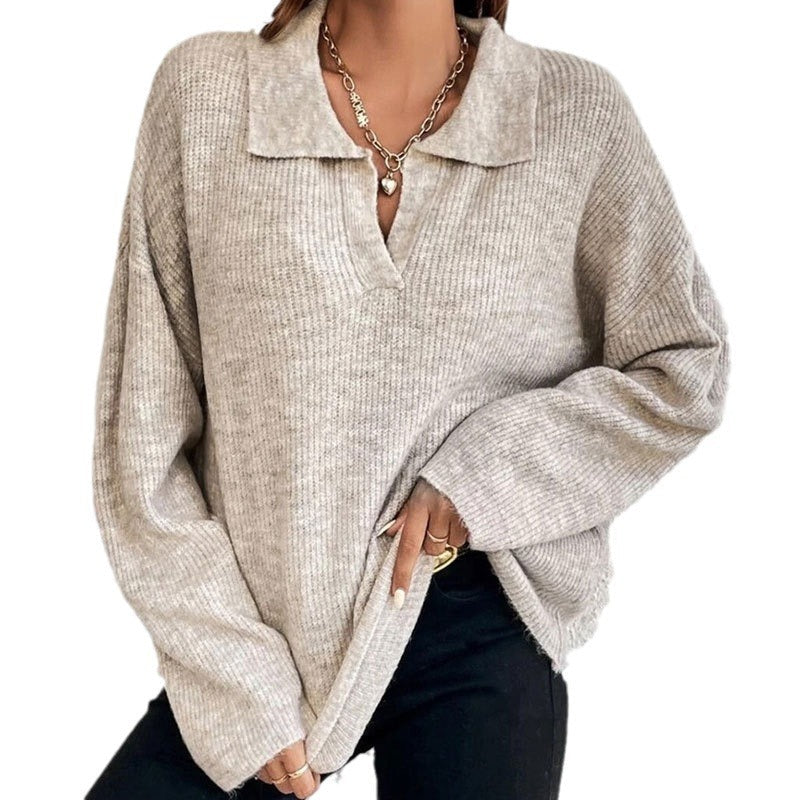 Damen Pullover Strukturiertes Rippdesign Eveloria