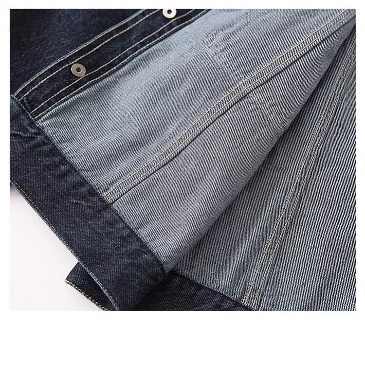 Damen Jeansjacke Klassischer Kragen 2 Brusttaschen Blau Eveloria