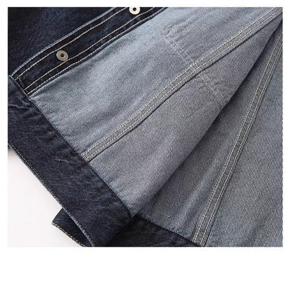 Damen Jeansjacke Klassischer Kragen 2 Brusttaschen Blau Eveloria
