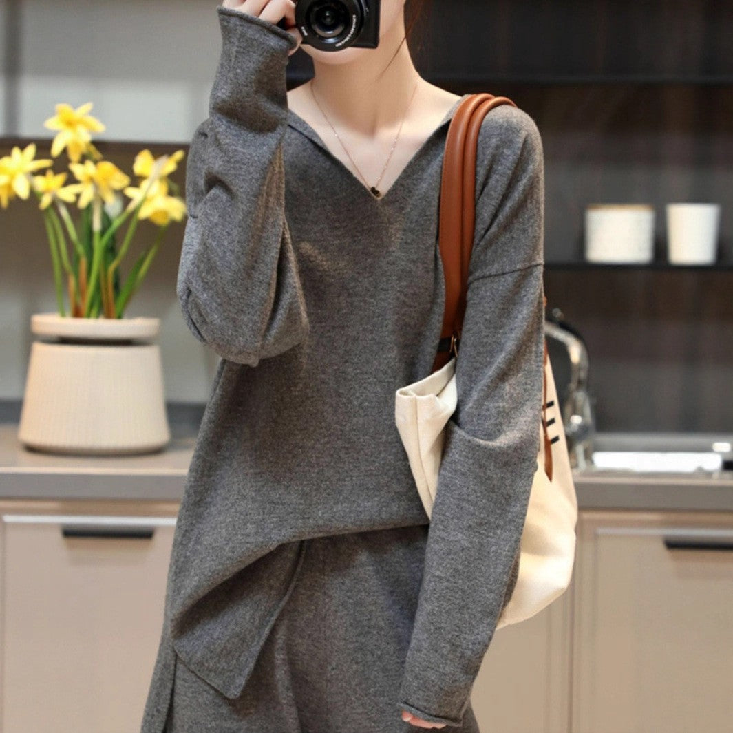 Damen Pullover V-Ausschnitt Weiches Material Lässiger Schnitt