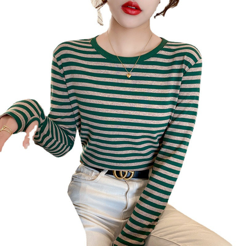 Damen Langarm-Shirt Maritimes Streifenmuster Eveloria