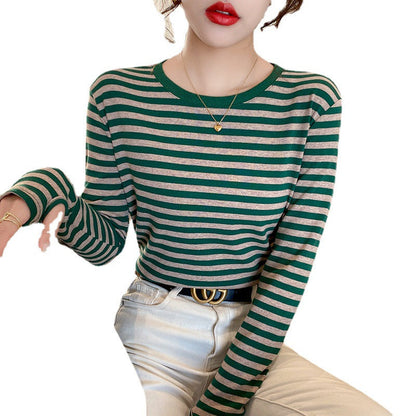 Damen Langarm-Shirt Maritimes Streifenmuster Eveloria